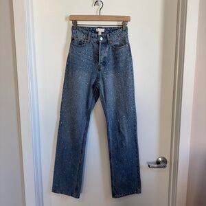Rhinestone Straight Leg Medium Denim Jean